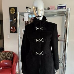 Hilary Radley Wool metal toggle jacket Elegant Black Size 2